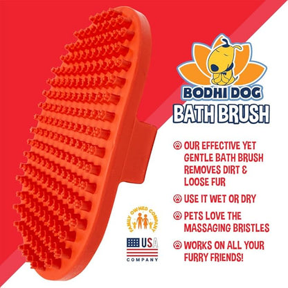 Bodhi Dog Shampoo Brush - Pet Grooming &amp; Bath Supplies for Dogs and Cats - Bath Brush for Long &amp; Short Hair - Premium Scrubber for Shower, Bathing &amp; Massage (One Pack, Red)