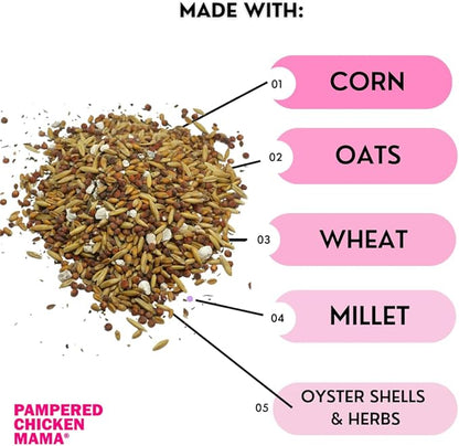 Pampered Chicken Mama Chick Feed - Premium Chicken Scratch Treat - High Protein &amp; Calcium Grower Feed for Laying Hens (10 lbs)