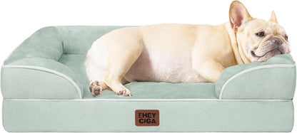 EHEYCIGA Orthopedic Dog Beds for Extra Large Dogs 44x32Inch, Waterproof Memory Foam XL Pet Bed with Sides, Non-Slip and Egg-Crate Foam Big Dog Couch Bed with Washable Removable Cover, Grey