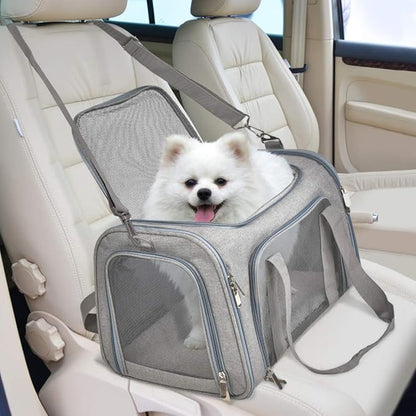 Cat Carriers Dog Carrier Pet Carrier For Small / Medium Cats Dogs Puppies (Up To 15lbs), TSA Airline Approved Small Dog Carrier Soft Sided, Collapsible Waterproof Travel Puppy Carrier - Grey