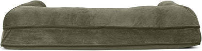 Furhaven Orthopedic Dog Bed for Large Dogs w/ Removable Bolsters &amp; Washable Cover, For Dogs Up to 95 lbs - Faux Fur &amp; Velvet Sofa - Dark Sage, Jumbo/XL