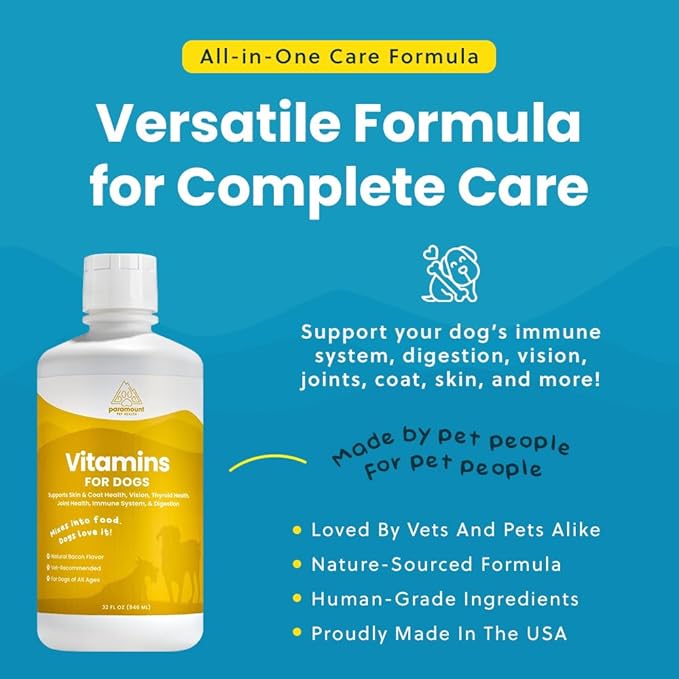 Liquid Multivitamin for Dogs with Probiotics, 8 in 1 Vitamins for Immune Support, Energy &amp; Digestion, High Absorption Liquid Dog Supplement, Made in USA, 32 oz
