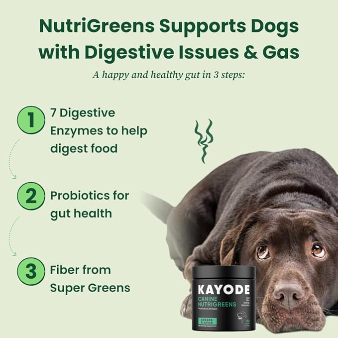 Canine NutriGreens - Natural Dog Vitamins &amp; Probiotics for Dogs. No Messy Powder. Includes Spirulina, Kelp &amp; Antioxidant Berry Mix. 6-in-1 Dog Supplements &amp; Vitamins Chews. Super Greens for Dogs.