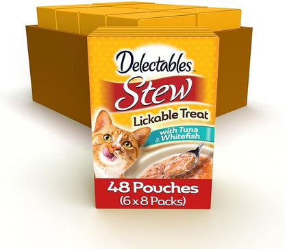 Hartz Delectables Stew Tuna &amp; Whitefish Lickable Wet Cat Treats, 48 Count