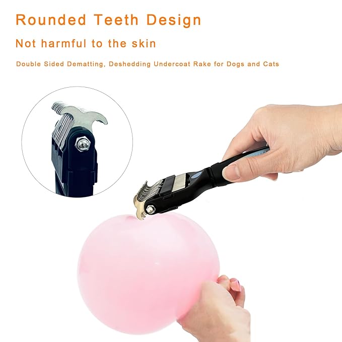3-in-1 Pet Grooming Brush for Dogs &amp; Cats – Double Sided Deshedding Tool with Stainless Steel Teeth, Detangler Comb &amp; Undercoat Rake | Ergonomic Handle for Matted Fur Removal, Safe for Long/Short Hair