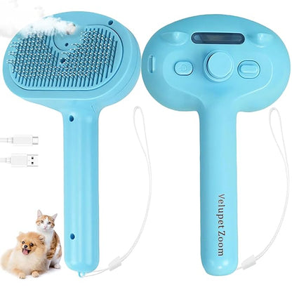 Cat Steam Brush for Shedding, Pet Steam Brush for Dog with Release Button,Anti-Static Pet Spray Hair Removal Comb,Cat Spray Comb for Long &amp; Short Haired Pets,Blue