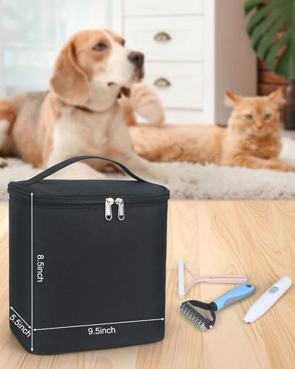Pet Grooming Bag, Dog Cat Grooming Supplies Organizer Bag Pet Hair Removal Trimming Cleaning Tool Kit Storage Bag (Black)