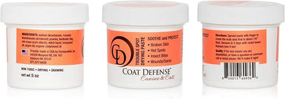 COAT DEFENSE Trouble Spot Drying Paste - Made in USA - 5 Oz Dog &amp; Cat Skin Care, Itchy Skin &amp; Allergies, Alleviates Hot Spots for Dogs &amp; Cats, Insect Bites Relief &amp; Dog Wound Care