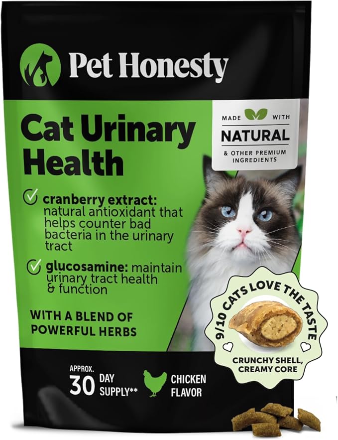 Cat Urinary Tract Health Crunchy &amp; Creamy Chews - Promotes Healthy Digestion &amp; Normal Bladder Function with Cranberry, Antioxidants, &amp; Probiotics - Gut + Bladder Support Supplement (30 Day Supply)
