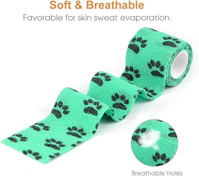 AUPCON Vet Wrap Cohesive Bandages Bulk Self Adhesive Bandage Wrap Self Adherent Wrap Non-Woven for Dogs Pet Animals &amp; Ankle Sprains &amp; Swelling 2 Inch x 5 Yards (2 Inch Claw)