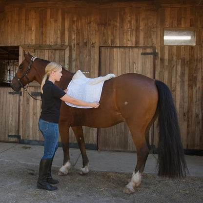 Woolous Dressage Saddle Pad, English Saddle Pad with Sheepskin Trim, Lambskin Wool Fleece Lining, Square Saddle Pad for Equestrian Riding, Comfortable &amp; Shock Absorbing