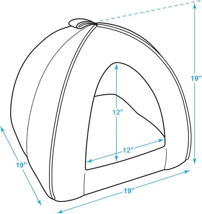 Pet Tent - Soft Bed for Dog and Cat by Best Pet Supplies - Gray Linen, 19" x 19" x H:19"