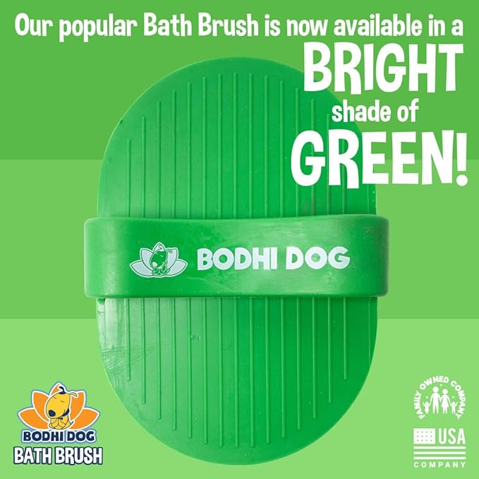 Bodhi Dog Shampoo Brush - Pet Grooming &amp; Bath Supplies for Dogs and Cats - Bath Brush for Long &amp; Short Hair - Premium Scrubber for Shower, Bathing &amp; Massage (One Pack, Green)