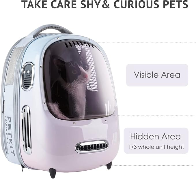 PETKIT Cat Backpack Carrier with Inbuilt Fan &amp; Light, Airline-Approved Pet Backpack Bubble for Kitty Small Dog, Detachable Dog Backpack with Padded Strap for Travel, Hiking, Walking &amp; Outdoor
