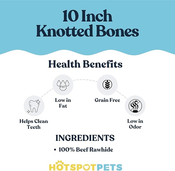 hotspot pets 10 Inch Large Rawhide Dog Bones - Made from Grass Fed Cows - Long Lasting Chews Great for Dental &amp; Oral Care - Bones for Aggressive Chewers &amp; Large Dogs (10 Inch - 4 Count)