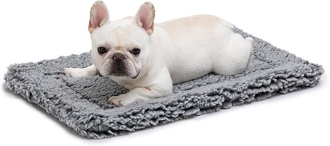 Stoutwool Indestructible Dog Bed - Fluffy Chew Proof Dog Crate Pad - Tough Kennel Pad for Aggressive Chewers - Washable, Ideal for Medium Breeds &amp; Fits 30-Inch Crate - 29"x18", Charcoal