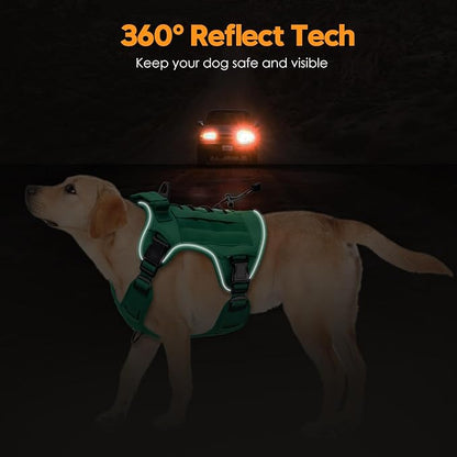 Heavy-Duty Tactical Dog Harness for Large Dogs, No Pull Adjustable Reflective Pet Vest with Molle System, K9 Military-Grade Control for Service Training, Outdoor &amp; 10+ Breeds, Turquoise, X-Large