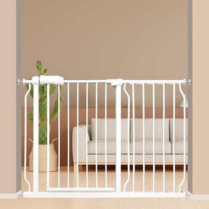 Extra Wide Baby Gate 43.5-48 Inch, Pressure Mounted No Drilling, Heavy Duty Metal for Stairs &amp; Doorways, Indoor Safety Gate for Kids and Dogs, White