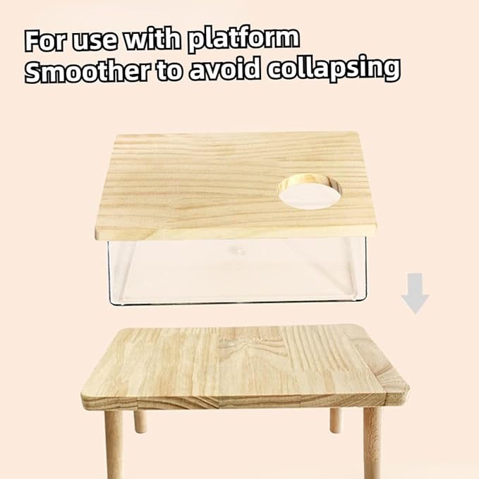 Hamster Sand Bath Box Container, Small Pet Sandbox Lid Design Wooden Sandbox Dust Bath, Transparent Bathroom &amp; Digging Box Acrylic Syrian Hamster Litter Box Small Animal Accessories (D Large)