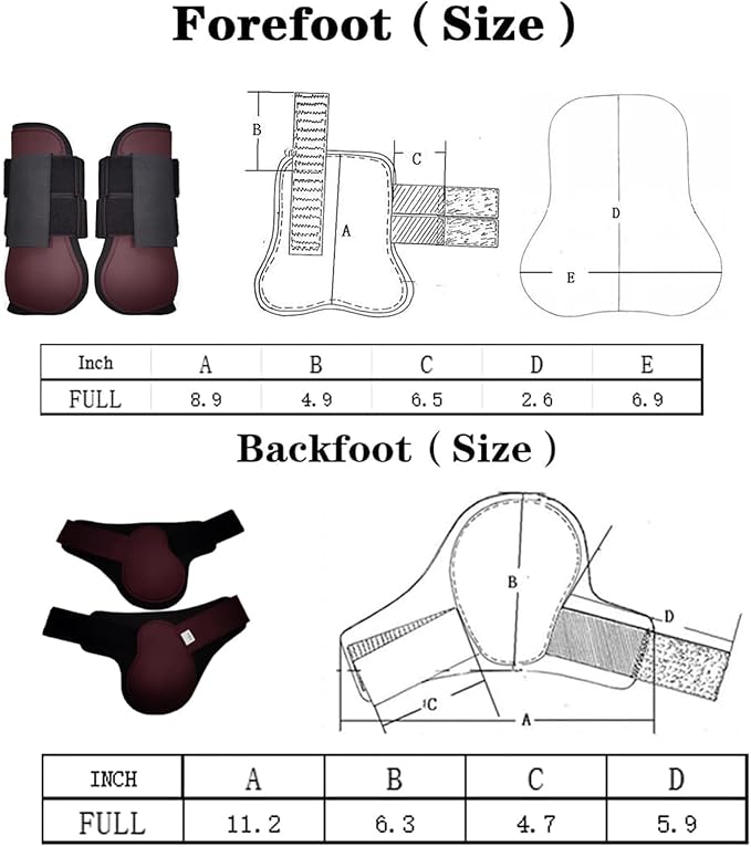 Horse Tendon Boots Set of 4 Open Front &amp; Fetlock Boot for Horses Professional Sport Protection Impact-Absorbing Equine Leg Support for Jumping, Riding, Training (Wine Red, Full)