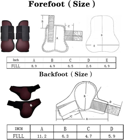 Horse Tendon Boots Set of 4 Open Front &amp; Fetlock Boot for Horses Professional Sport Protection Impact-Absorbing Equine Leg Support for Jumping, Riding, Training (Wine Red, Full)