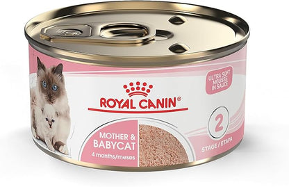 Royal Canin Feline Health Nutrition Mother &amp; Babycat Ultra Soft Mousse in Sauce Canned Cat Food, 3 oz can (24-count)