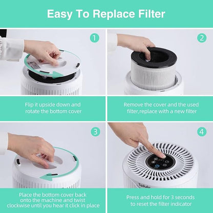 Tailulu Air Purifier Replacement Filter for D09 Air Cleaner, 3-in-1 True H13 HEPA Filter, 1 Pack