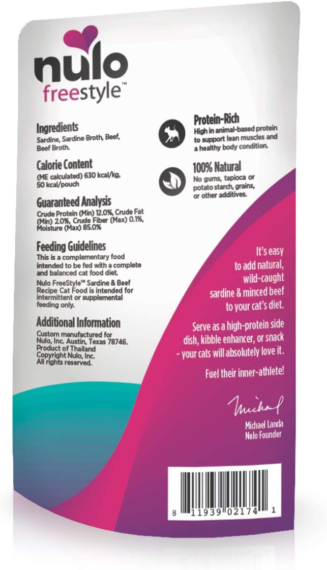 Nulo Freestyle Cat &amp; Kitten Wet Cat Food Pouch, Premium All Natural Grain-Free Soft Cat Food Topper with Amino Acids for Heart Health and High Animal-Based Protein