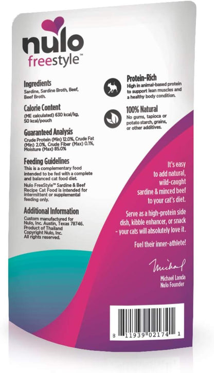 Nulo Freestyle Cat &amp; Kitten Wet Cat Food Pouch, Premium All Natural Grain-Free Soft Cat Food Topper with Amino Acids for Heart Health and High Animal-Based Protein