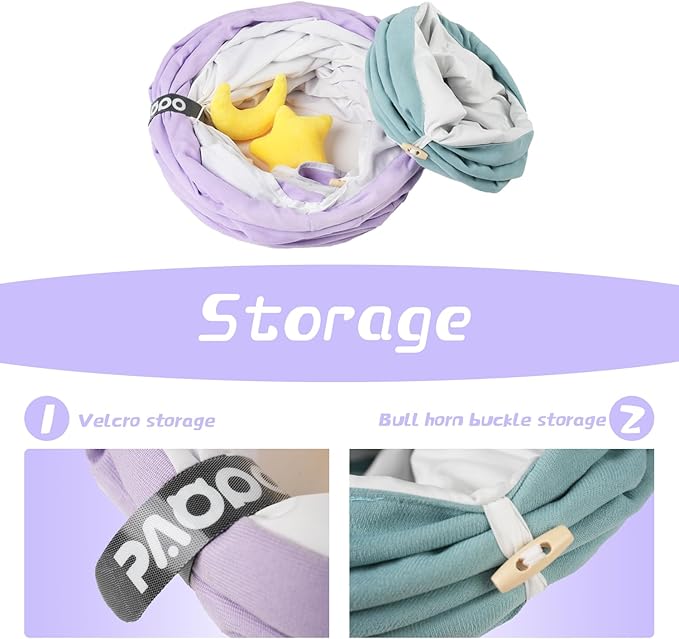 Cat Tunnel, Large Indoor Durable Collapsible Interactive Cat Tube with Peek-A-Boo Hole, Hanging Toys, and Crinkly Paper Lining - Cute Tunnel for Cats, Kittens, Puppies &amp; Rabbits, Purple