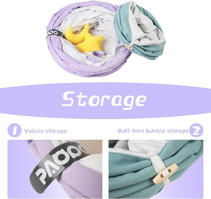 Cat Tunnel, Large Indoor Durable Collapsible Interactive Cat Tube with Peek-A-Boo Hole, Hanging Toys, and Crinkly Paper Lining - Cute Tunnel for Cats, Kittens, Puppies &amp; Rabbits, Purple