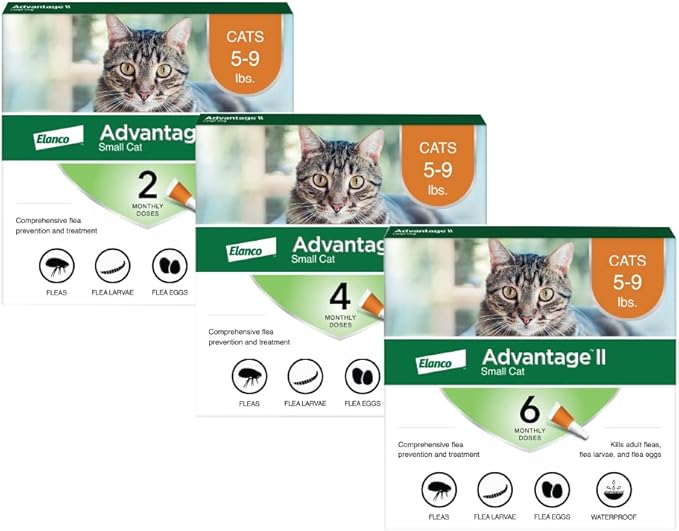 Advantage II Small Cat Vet-Recommended Flea Treatment &amp; Prevention | Cats 5-9 lbs. | 12-Month Supply