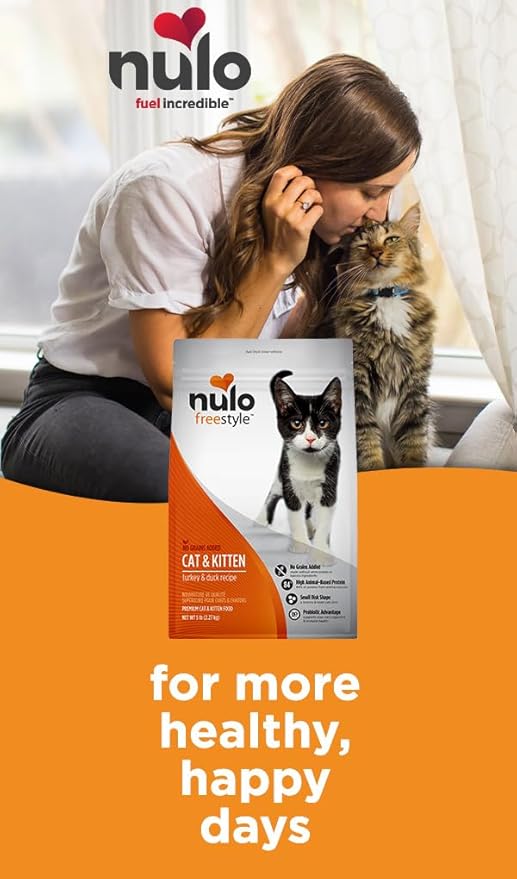 Nulo Freestyle High Protein Cat &amp; Kitten Food, Turkey &amp; Duck Recipe - Natural Grain-Free Dry Cat Food with Omega Fatty Acids &amp; Probiotics, 4 lb Bag