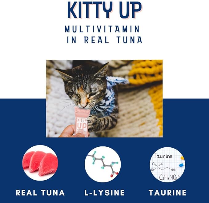 Lickable Cat Treats -Real Tuna Multivitamin Puree with Lysine &amp; Taurine for Indoor Cats | Grain-Free, Squeeze Tube (50 Pack)