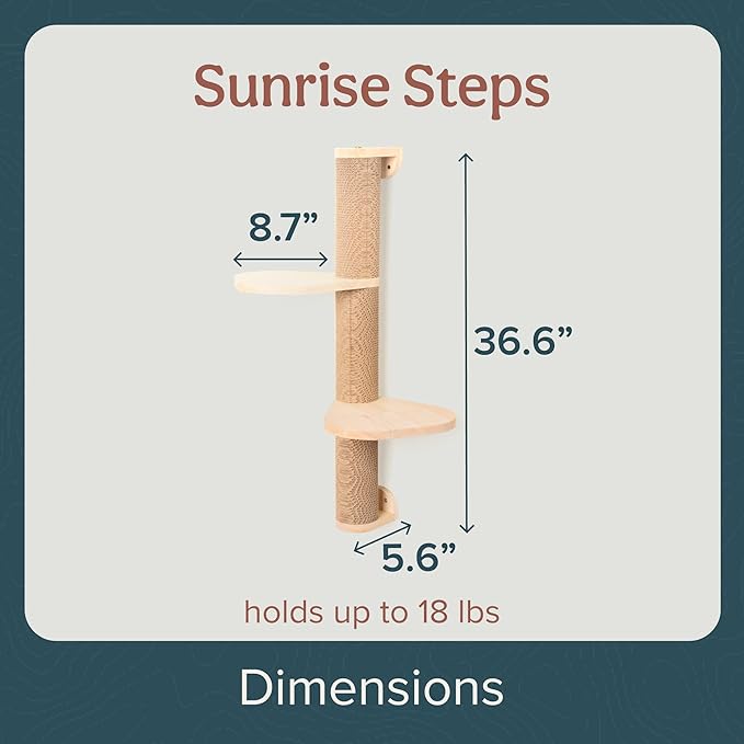 Cat Climbing Wall System – Modern Floating Shelves &amp; Perches for Cats - Sunrise Steps | Ascentials by FurHaven