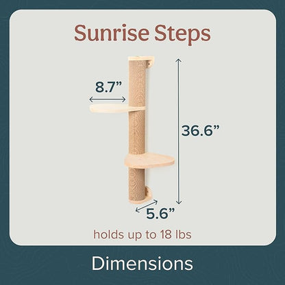 Cat Climbing Wall System – Modern Floating Shelves &amp; Perches for Cats - Sunrise Steps | Ascentials by FurHaven
