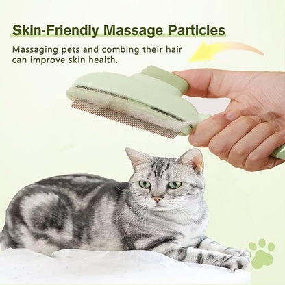 2PCS Self CleaningPetComb Grooming Brush,PetComb for Dogs &amp; Cats, Brush for Cats, Cat dog comb Pet Grooming for Massaging and Cleaning Shedding Hair (Green+Yellow)