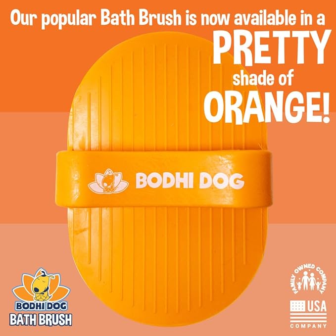 Bodhi Dog Shampoo Brush - Pet Grooming &amp; Bath Supplies for Dogs and Cats - Bath Brush for Long &amp; Short Hair - Premium Scrubber for Shower, Bathing &amp; Massage (One Pack, Orange)