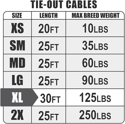 BV Dog Tie Out Cable 30 Feet - Heavy Duty Dog Lead Up to 125 Pounds - Reflective &amp; Rust-Free with Quick Release Swivel Clips &amp; 360° Rotating Clasp - Tangle-Free Dogs Runner for Yard (Red, Single)
