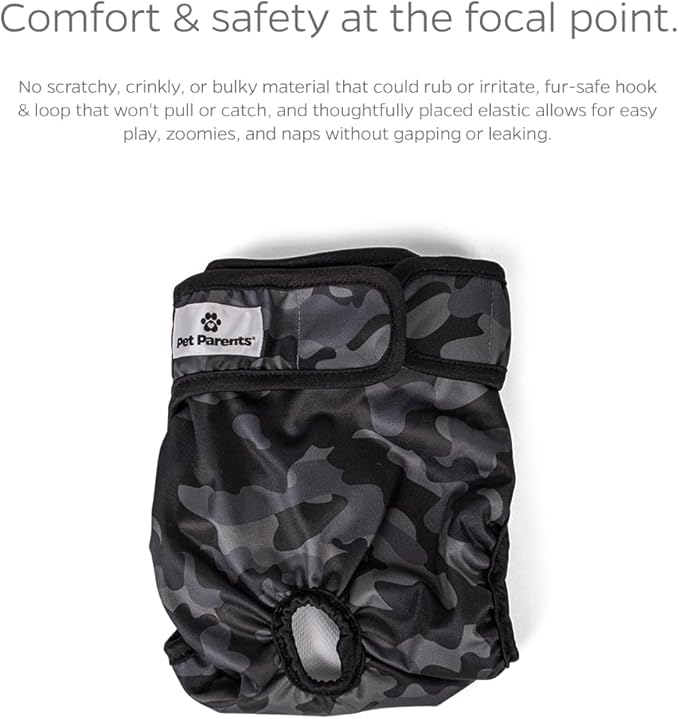 Pet Parents® Washable Dog Diapers (3pack) + Extendrs® of Durable Doggie Diapers, Premium Dog Diapers Female &amp; Male (Large, Camo)
