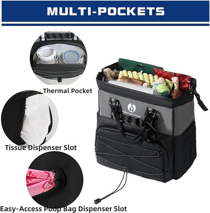 Dog Travel Bag, Airline Approved Pet Supplies Backpack, Dog Travel Backpack Accessories Set with 2 Silicone Collapsible Bowls and 1 Leash Clip for Camping, Road Trips &amp; Weekends Away（Black）