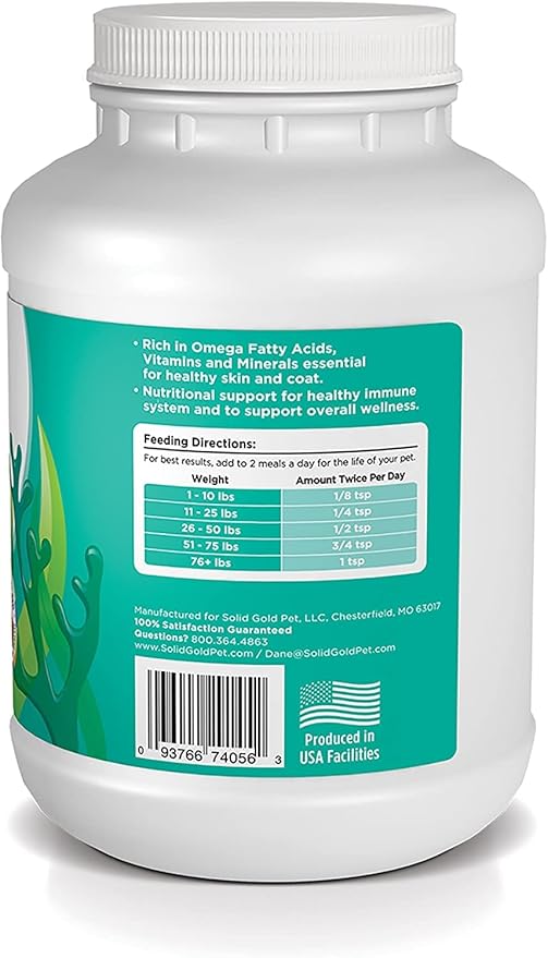Solid Gold Cat &amp; Dog Multivitamin Powder - Kelp Powder, Omega 3 &amp; Vitamins for Dental, Digestive, Immune, Skin &amp; Coat Health - Multi Vitamin for Dogs &amp; Cats - Cat &amp; Dog Food Additive Supplement - 5lb