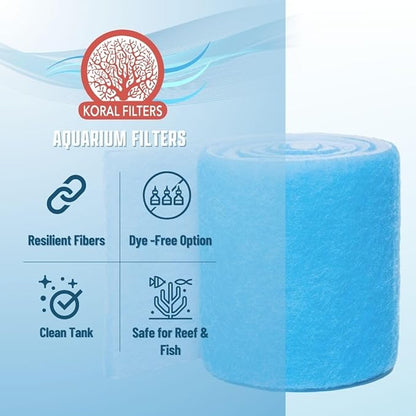 Premium Aquarium Filter Media Pad - Cut-to-Fit Roll, Fresh and Saltwater Safe, Blue &amp; Dye-Free Options, Made in USA (Blue Bonded, 12"x120" (10 ft) x0.75)