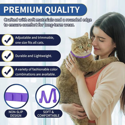 4 Pack Flea Collar for Cats, 32 Months Flea and Tick Prevention for Cats, Waterproof Cat Flea Collar, Natural Cat Flea and Tick Treatment, Adjustable Flea and Tick Collar for Cats Kittens(Grey&amp;Purple)