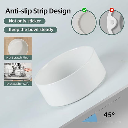 Ceramic Raised Dog and Cat Bowl Set, 2 Heights Elevated Stand, Food and Water Bowl for Small Breed Dogs, Cats, Kitty, Weighted Dog Dishes, Pet Bowls(5.1&