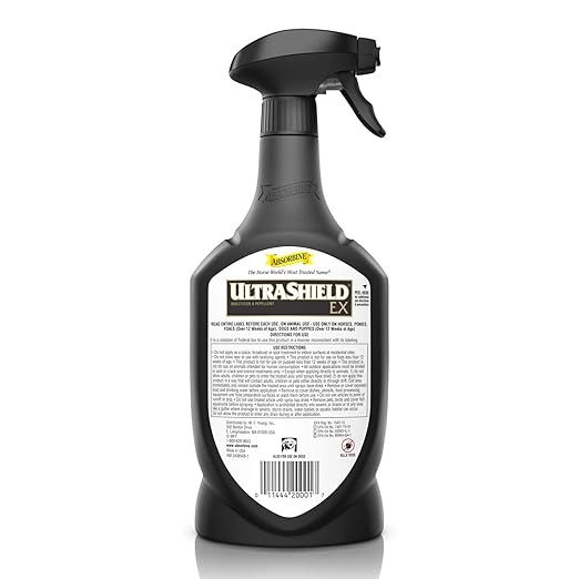 Absorbine UltraShield EX 32oz Sprayer Insecticide, Kills &amp; Repels Flies, Mosquitoes, Ticks, Fleas, Lice, Use on Horses, Dogs, Premises