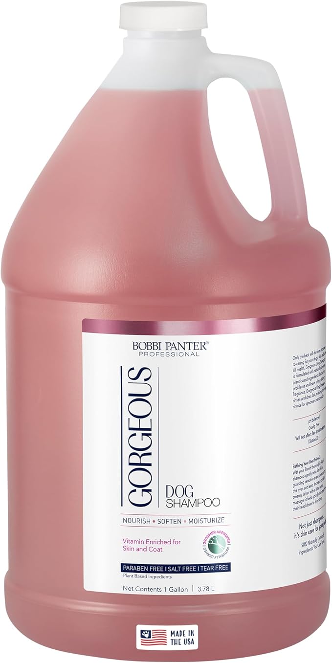Bobbi Panter Gorgeous Dog Shampoo for Natural Brightening &amp; Whitening, Naturally Derived Ingredients, Tear-Free, Salt-Free, Paraben-free, pH-Balanced, Peach Scent, 20:1 Concentrated Formula, 13 oz