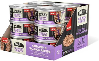ACANA Chunks in Broth Wet Cat Food Chicken &amp; Salmon Recipe for Kittens 3oz Cans (12 Count)