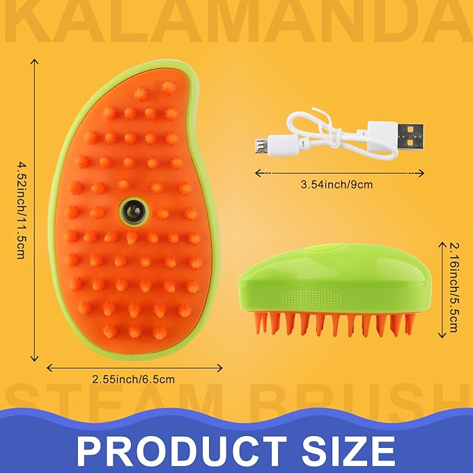 3 in 1 Cat Steamer &amp; Brush - Silicone Massage Grooming Tool, Pet Hair Cleaning Comb for Cats &amp; Dogs (Mango Green)