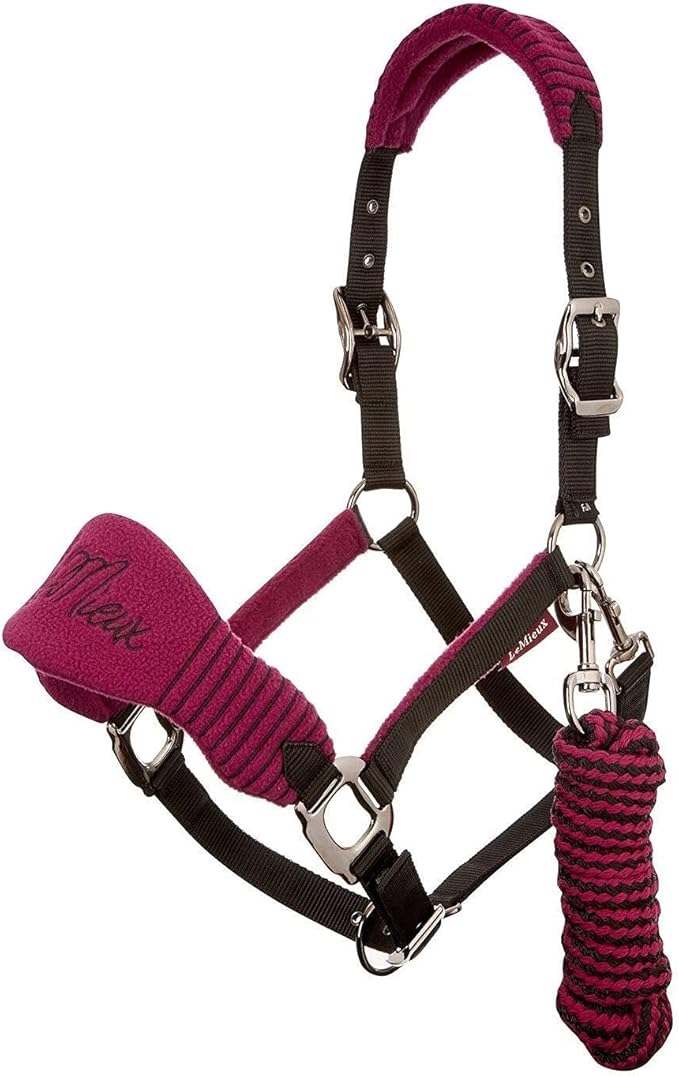 LeMieux Vogue Fleece Headcollar - Halter &amp; Leadrope - Extra Padding, Adjustable at Curb and Poll Strap